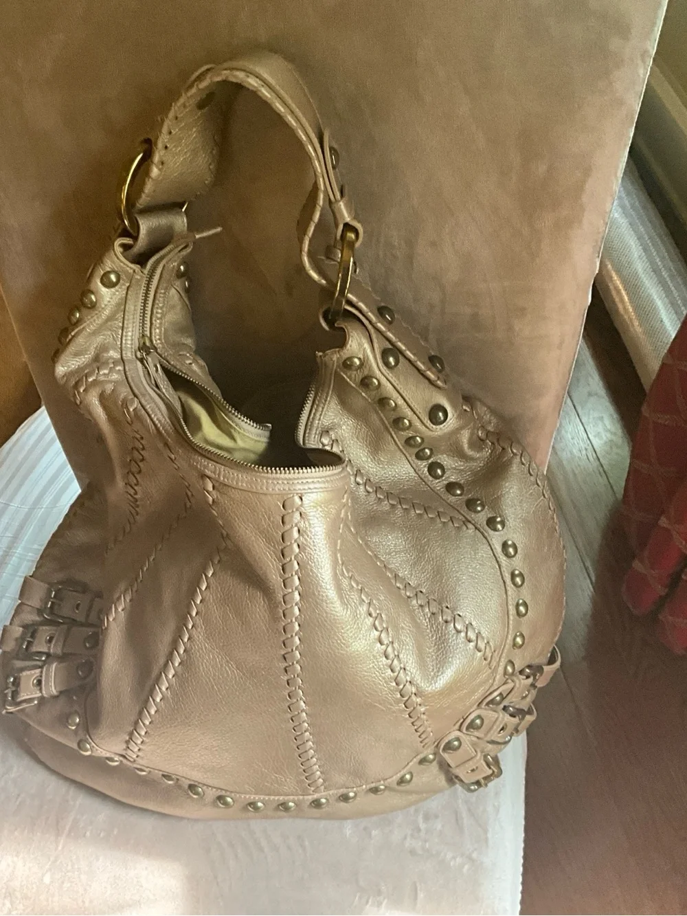 Bronze leather Isabella Fiori  Leather Hobo Shoulder Bag - Everyday Chic